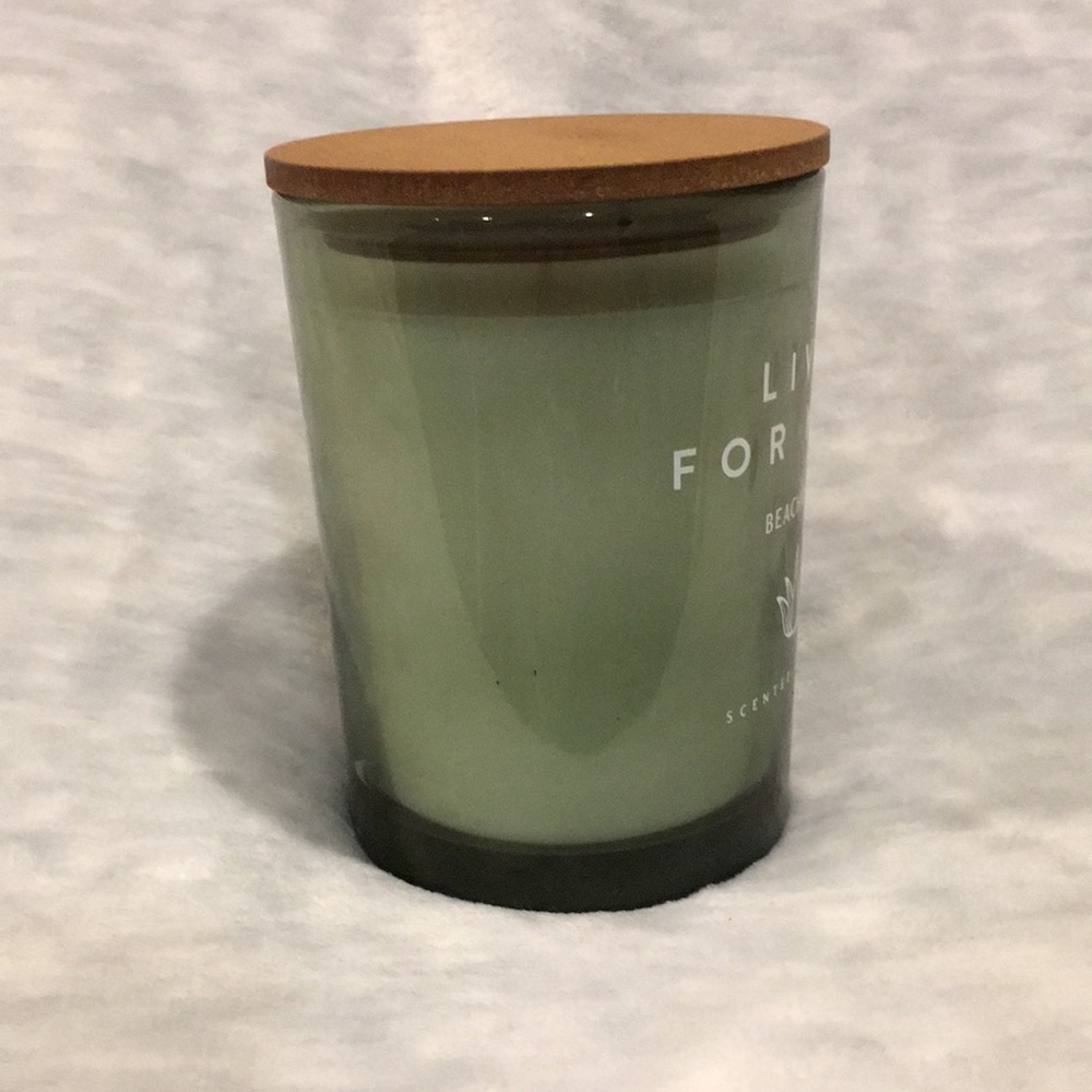 Glass Live For Now Scented Single Wick Home Decore Candle Beachwood 8.5oz NWT - Picture 4 of 16